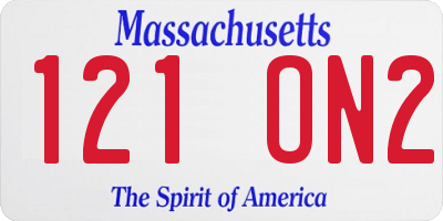 MA license plate 121ON2
