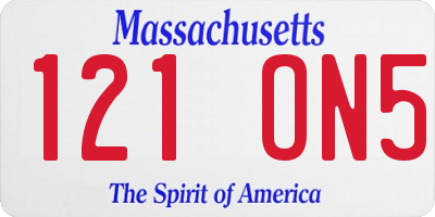 MA license plate 121ON5