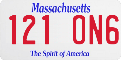 MA license plate 121ON6