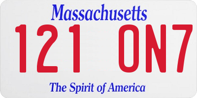 MA license plate 121ON7