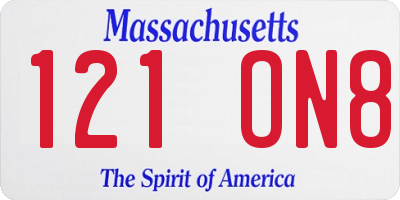 MA license plate 121ON8