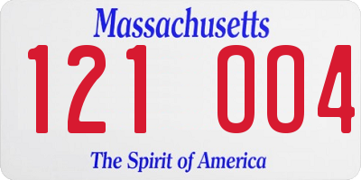 MA license plate 121OO4