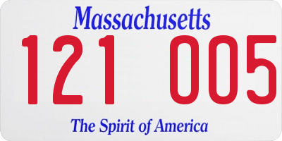MA license plate 121OO5