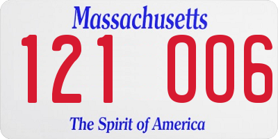 MA license plate 121OO6