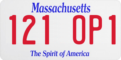 MA license plate 121OP1