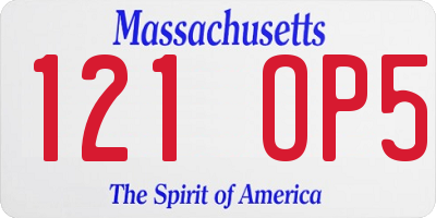 MA license plate 121OP5