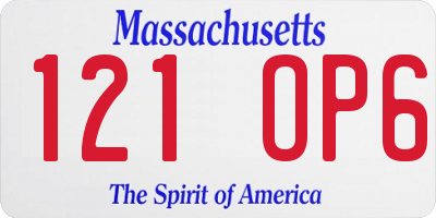 MA license plate 121OP6