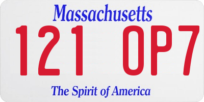 MA license plate 121OP7