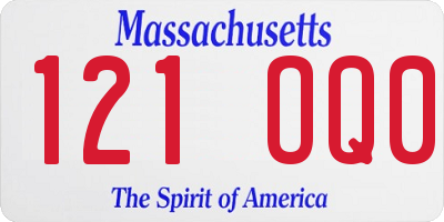 MA license plate 121OQ0