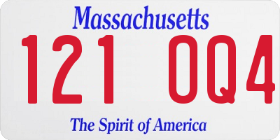 MA license plate 121OQ4