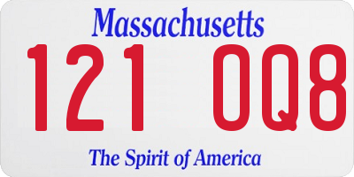 MA license plate 121OQ8