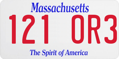MA license plate 121OR3