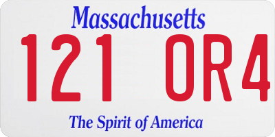 MA license plate 121OR4
