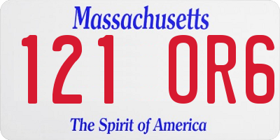 MA license plate 121OR6