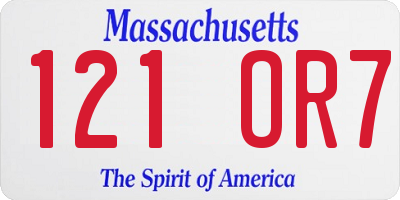 MA license plate 121OR7