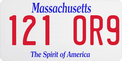 MA license plate 121OR9