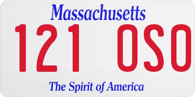 MA license plate 121OS0