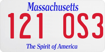 MA license plate 121OS3
