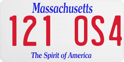 MA license plate 121OS4