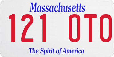 MA license plate 121OT0