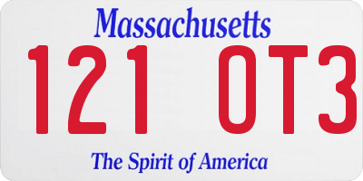 MA license plate 121OT3