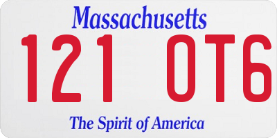 MA license plate 121OT6