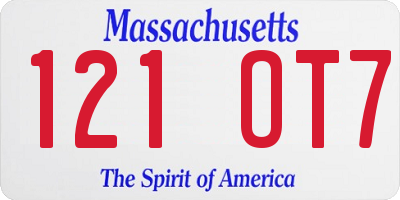 MA license plate 121OT7
