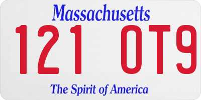 MA license plate 121OT9