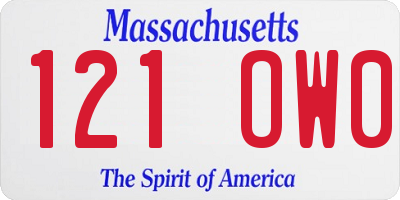 MA license plate 121OW0