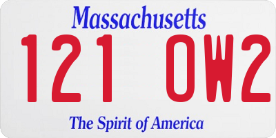 MA license plate 121OW2