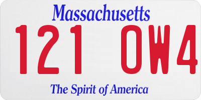 MA license plate 121OW4