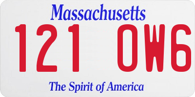 MA license plate 121OW6