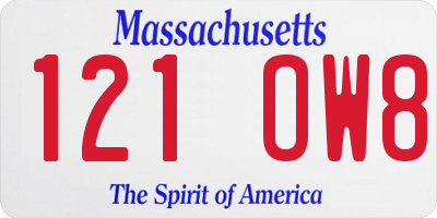 MA license plate 121OW8