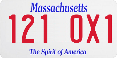 MA license plate 121OX1