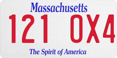 MA license plate 121OX4