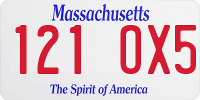 MA license plate 121OX5