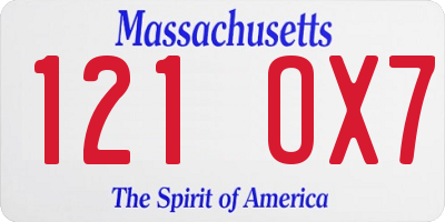 MA license plate 121OX7