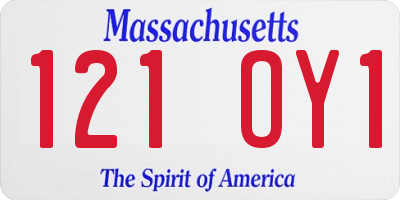 MA license plate 121OY1