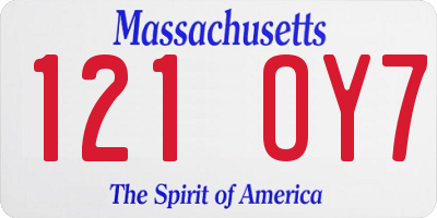 MA license plate 121OY7