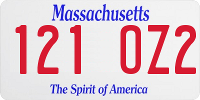 MA license plate 121OZ2