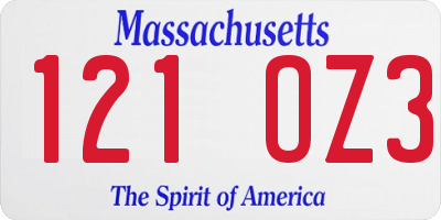 MA license plate 121OZ3