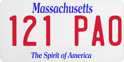 MA license plate 121PA0