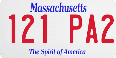 MA license plate 121PA2