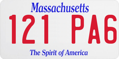 MA license plate 121PA6