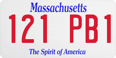 MA license plate 121PB1