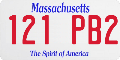 MA license plate 121PB2