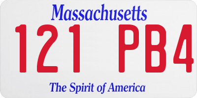 MA license plate 121PB4