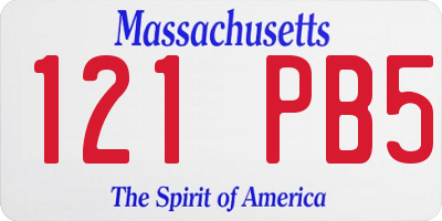 MA license plate 121PB5