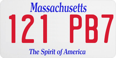 MA license plate 121PB7
