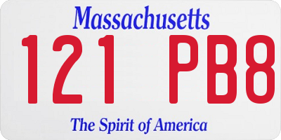 MA license plate 121PB8